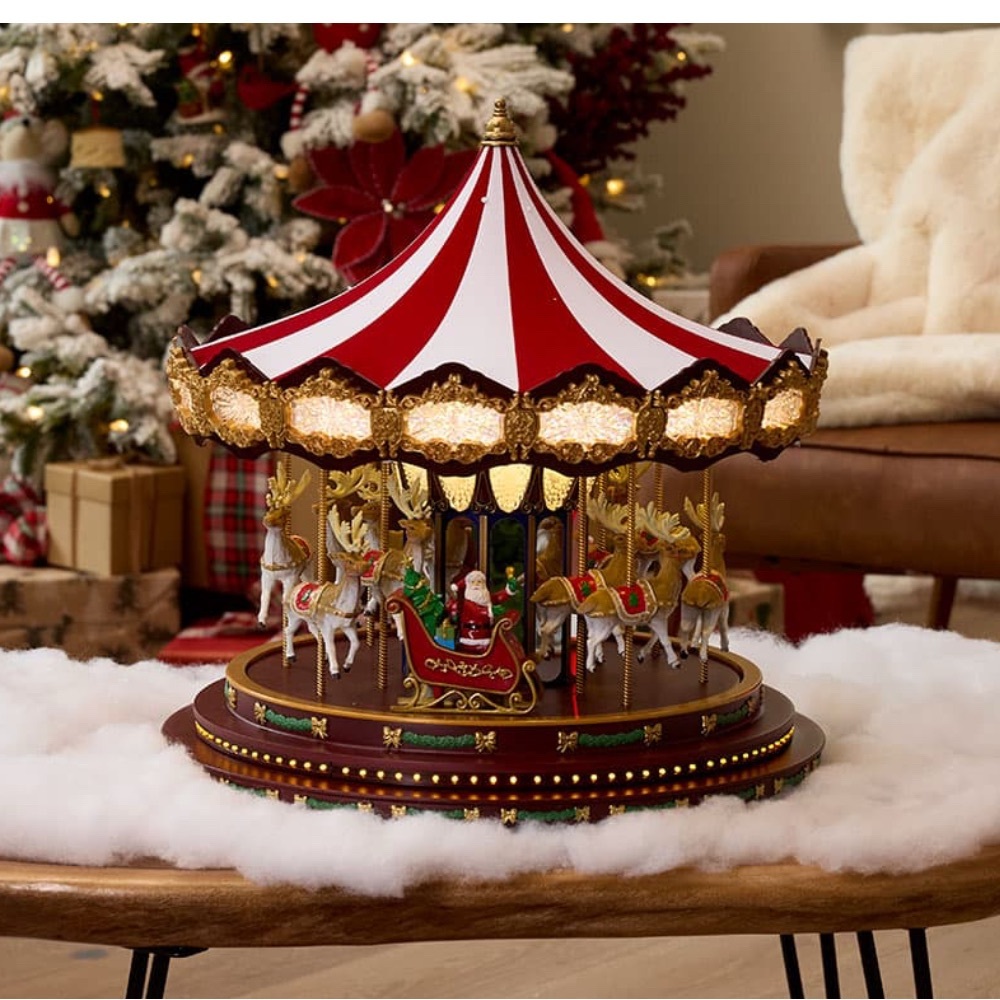 Festive Red and Gold Carousel Decoration